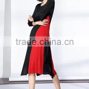 High Elastic Pleat Asymmetrucal Spring Women Dress thumbnail-2
