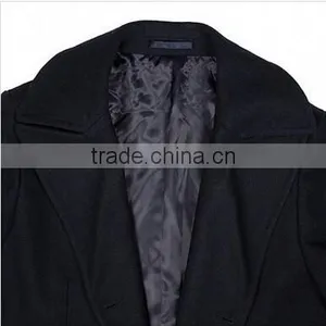 2014 Double-Breasted High Fashion Classical Design Black Lapel Slim Fit Mens Cashmere Men Coat thumbnail-3