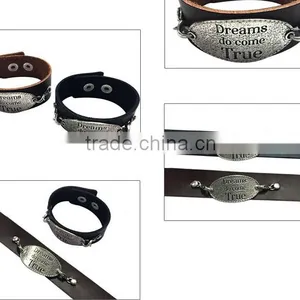 English Words Logo Bracelets,alloy Charm Leather Cuff Bracelet,unique Jewelry Gifts Bracelets thumbnail-5
