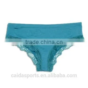 Trendy Current Blue Color Sexy Women Lingerie Hipster With Scallop Lace thumbnail-1