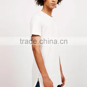 2017 Fashion Black T-Shirts Own Logo MGOO Custom Longline T Shirt Top Sell 100% Cotton Streetwear thumbnail-4