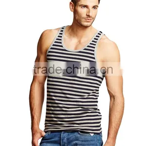 High Quality Mens Classic Stripes Eco-friendly Stringer Tank Tops thumbnail-2