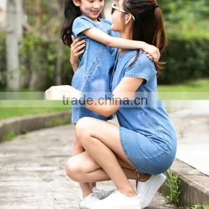 Zm35617a Casual Long Dresses Simple Mother Daughter Matching Dress thumbnail-2