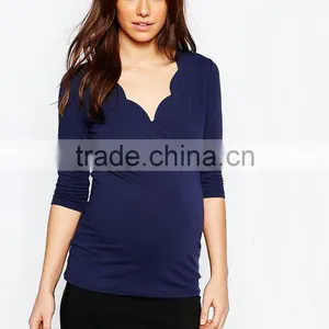 Comfortable Fashion Short Sleeve Knitted Fabric Maternity Clothes thumbnail-2