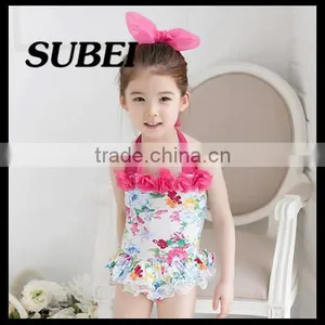 Children Piece Swimsuit Girls Skirt Type Swimsuit Children Baby Swimwear Floral thumbnail-1