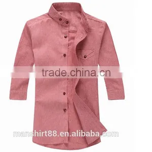 Men Dress Shirts Cotton Fabric Fashion Three-quarter Sleeve Men Shirt thumbnail-2
