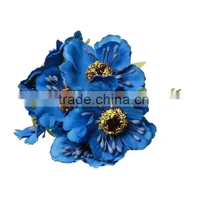 Terylene Artificial Chrysanthemum Flower Decoration Millinery Blue 11.0cm(4 3/8"), 2 Bundles thumbnail-1
