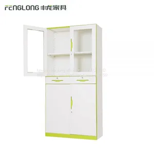 New Design Modern Glass Display File Cabinet 4 Door Storage Cabinet With 2 Drawers thumbnail-1