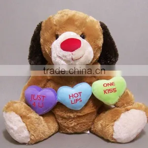 Heart Soft Puppy Dog Valentine's Day Plush Stuffed Doll thumbnail-1