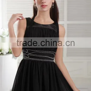 2017 New Fashion Elegant A-line Sexy Scalloped Satin With Sahses Formal Evening Dress Prom Dresses ED111 thumbnail-3