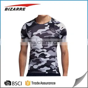 Slim Fit Gym T Shirt Men Short Sleeve Quick Dry Compression Shirt thumbnail-1
