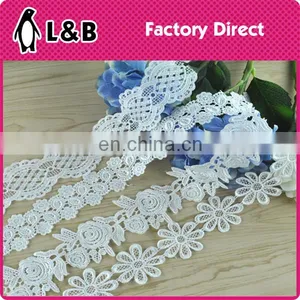 Width 1-3cm White Polyester Embroidery Lace Trim Dyeable thumbnail-5