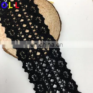 OLCT2168 4cm Fashion Black African Cotton Tulle Crochet Guipure Lace for Ladies thumbnail-3