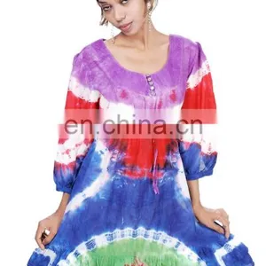 Cotton Hand Tie Dye Long Sleeve Dress thumbnail-1