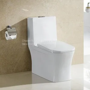 Bathroom Ceramic One Piece Siphon wc Round Toilet Bowl thumbnail-1