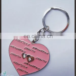 Custom Logo Metal Heart Rhinestone Keychain thumbnail-2