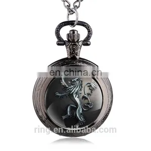 Game of Thrones Pocket Watch Glass Lion Pendant Bronze Pocket Watch thumbnail-2