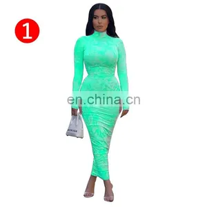 New Fashion Summer Women Long Maxi Dress Tie-dye Print Party Night Club Elegant Street Street Wear Bandage Dresses Vestidos thumbnail-4
