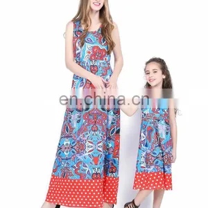 2019 New Vintage Print Clothes Women Long Dress Wholesale Mommy And Me Apparel (this Link for WOMAN) thumbnail-5