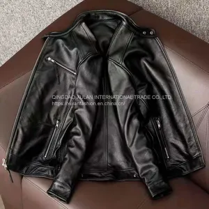 2021NEW FASHION WASHED MEN'S GENUINE COWSKIN LEATHER JACKET FACTORY HOT SALE thumbnail-2