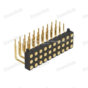 Dnenlink 3.00mm Pitch Triple Row H4.0mm Concave Contact Right Angle Female Header DIP Type PogoPin Header With Peg thumbnail-4