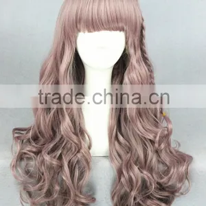 Wholesale 65CM Medium Light Brown Curly Wave Lolita Women Fashion Synthetic Hair Wig thumbnail-2