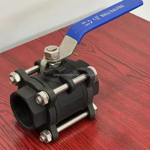 ANSI API Ball Valve Internal Thread 3-Piece Forged Carbon Steel Manual t Handle 1000WOG thumbnail-6