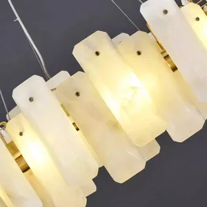 Vertical Bar Alabaster Drum Chandelier – E12 Gold Frame thumbnail-2