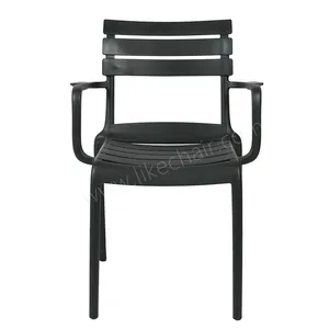 Plastic Cafe Chairs Stackable Modern Slat Back Design Tilting Feature Stable Commercial Furniture Indoor/Outdoor Use thumbnail-1