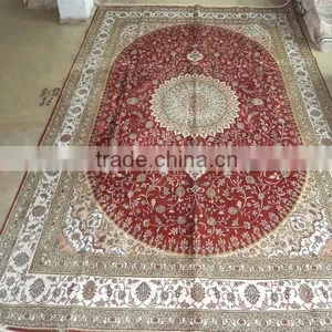 9x12 Size Hand Knotted Persian Rug in Cotton & Silk thumbnail-1