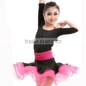 Latest Design Latin Dance Costume for Kids Competition With Drill Good Quality Latin Dance Costume thumbnail-4