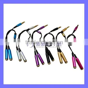 3.5mm 1 to 2 Audio Dual Y Splitter Cable Adapter Earphone Headphone Jack With Metal Plated thumbnail-1