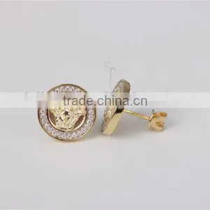 Factory Direct Sale Round Shape Zicon 925 Silver Stud Hip Hop Medusa Earring Jewelry thumbnail-4