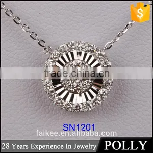 Wholesale Micro Plates Zircon Jewel Sterling Silver 925 Pendant Necklace thumbnail-1