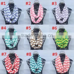 Wholesale Double Layer Jersey Knitted Chevron Infinity Scarf thumbnail-1