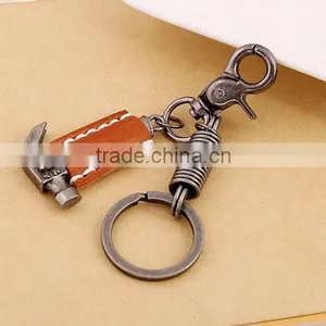2015 Hot Sale Leather Keychain With Pendant Hammer and Big Ring thumbnail-3