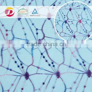 Nylon Elastic Embroidery Sequins Light Blue Print Lace Fabric for Sale thumbnail-3