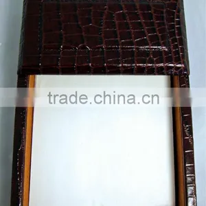 Memo Pad Holder Genuine Leather Brown Croc Desk Accessory thumbnail-1