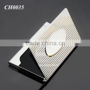 New Arrival High-Grade Name ID Card Box Organizer Lines Emboss Oval Metal Business Card Case Stainless Steel Card Holder thumbnail-1