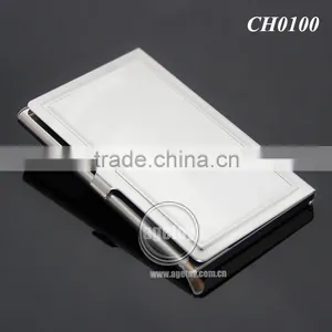 High Quality Pocket Business Card Holder Stainless Steel Plated Silver Concavity Metal Blank Card Case thumbnail-1
