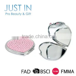 Wholesale Rhinestone Heart Shaped Hand Held Personalised Compact Mirrors For Bridesmaids thumbnail-1