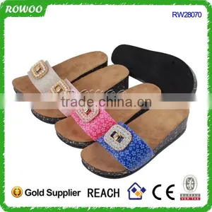 Customised House Slippers for Ladies,beaded Shoe Cork Decoration,wooden Soles Material thumbnail-2