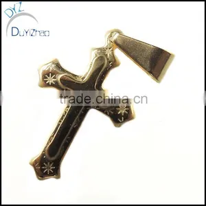 Mens Gold Tone Stainless Dominican Gyronny Cross Pendant thumbnail-1