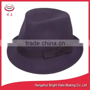 High Quality Wool Felt Little Fedora Hat Trilby Hat With Bowknot thumbnail-3