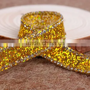 New Arrival Bling Bling Crystal Rhinestone Ribbon With Hotfix Glue Chain thumbnail-2