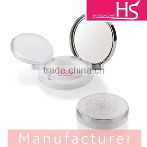 OEM Round Pearl White Plastic Empty Face Powder Compact Case thumbnail-1