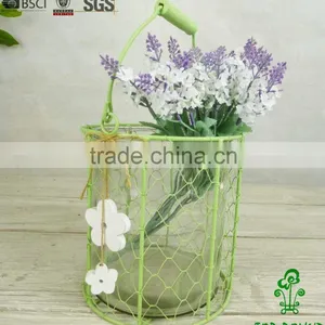 Decorative Wire Mesh and Glass Flower Pot thumbnail-1