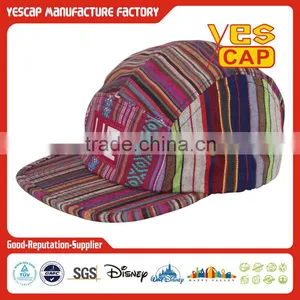 Custom Flat Brim 5 Panel Cap With Floral Patern thumbnail-4