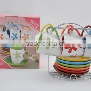 90cc Ceramic Coffee Cup and Saucer With Stand thumbnail-1