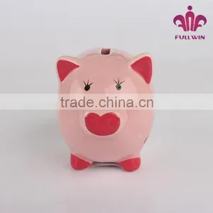 Clay Piggy Bank Pink Pig Piggy Bank Unopenable Piggy Bank thumbnail-1